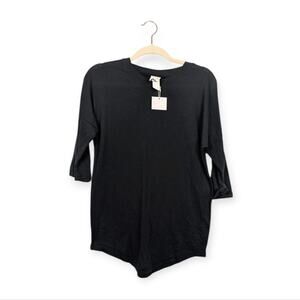 Ch Chapter Clothing Tunic Top L Black 3/4 Sleeve Casual Basic Minimalist NWT
